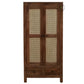 TRADITIONAL SOLID WOOD 2-DOOR WARDROBE WITH CANE PANELS AND 2 DRAWERS