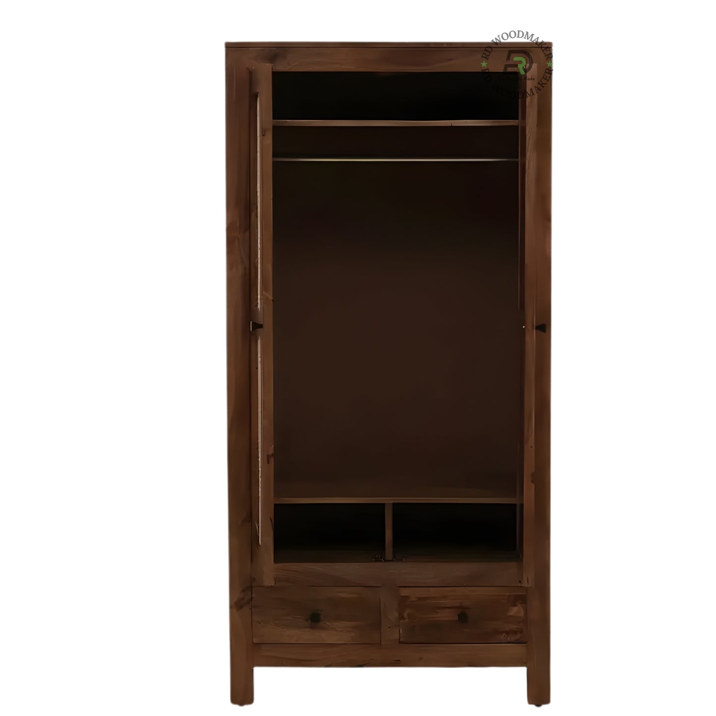 TRADITIONAL SOLID WOOD 2-DOOR WARDROBE WITH CANE PANELS AND 2 DRAWERS