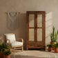 TRADITIONAL SOLID WOOD 2-DOOR WARDROBE WITH CANE PANELS AND 2 DRAWERS