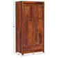 RUSTIC SOLID WOOD 2-DOOR WARDROBE WITH GLASS X-PANELS AND 3 DRAWERS