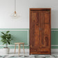 RUSTIC SOLID WOOD 2-DOOR WARDROBE WITH GLASS X-PANELS AND 3 DRAWERS