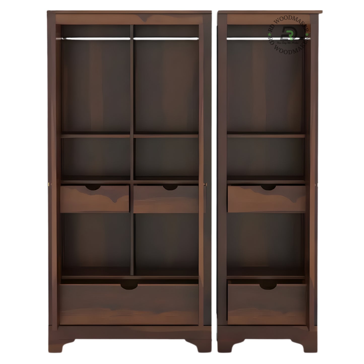 LARGE TRADITIONAL 3-DOOR SOLID WOOD PANELED WARDROBE WITH 3 DRAWERS