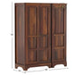 LARGE TRADITIONAL 3-DOOR SOLID WOOD PANELED WARDROBE WITH 3 DRAWERS