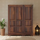 LARGE TRADITIONAL 3-DOOR SOLID WOOD PANELED WARDROBE WITH 3 DRAWERS