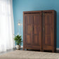 SOLID SHEESHAM WOOD 3-DOOR TRIPLE WARDROBE WITH DRAWERS