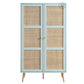 MODERN LIGHT BLUE 2-DOOR WARDROBE WITH RATTAN CANE PANELS