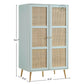 MODERN LIGHT BLUE 2-DOOR WARDROBE WITH RATTAN CANE PANELS