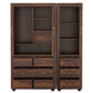 LARGE 4-DOOR SOLID WOOD WARDROBE WITH GEOMETRIC CARVED DRAWERS