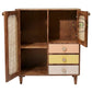 ECLECTIC BOHO SOLID WOOD WARDROBE WITH CANE DOORS AND COLORED DRAWERS