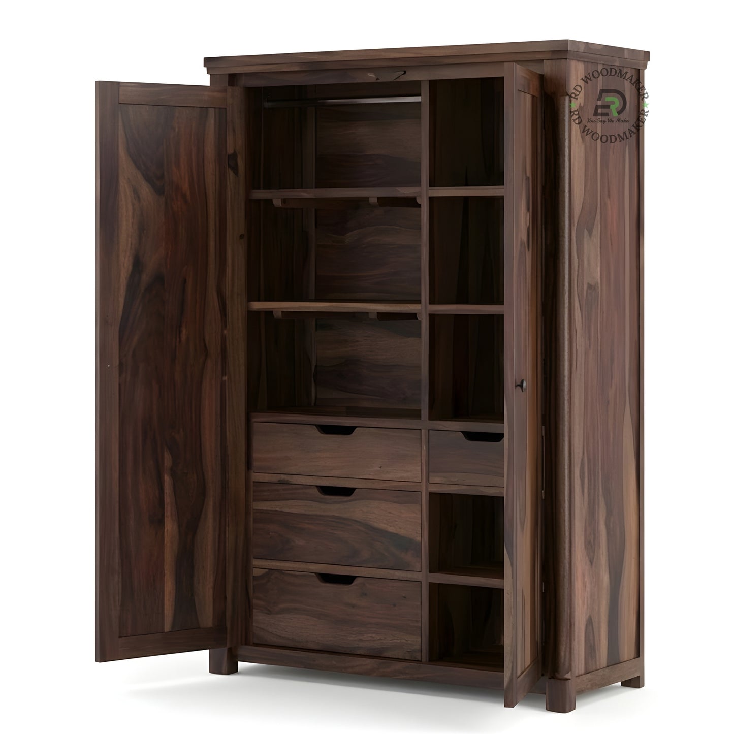 PREMIUM SOLID SHEESHAM WOOD 2-DOOR WARDROBE 