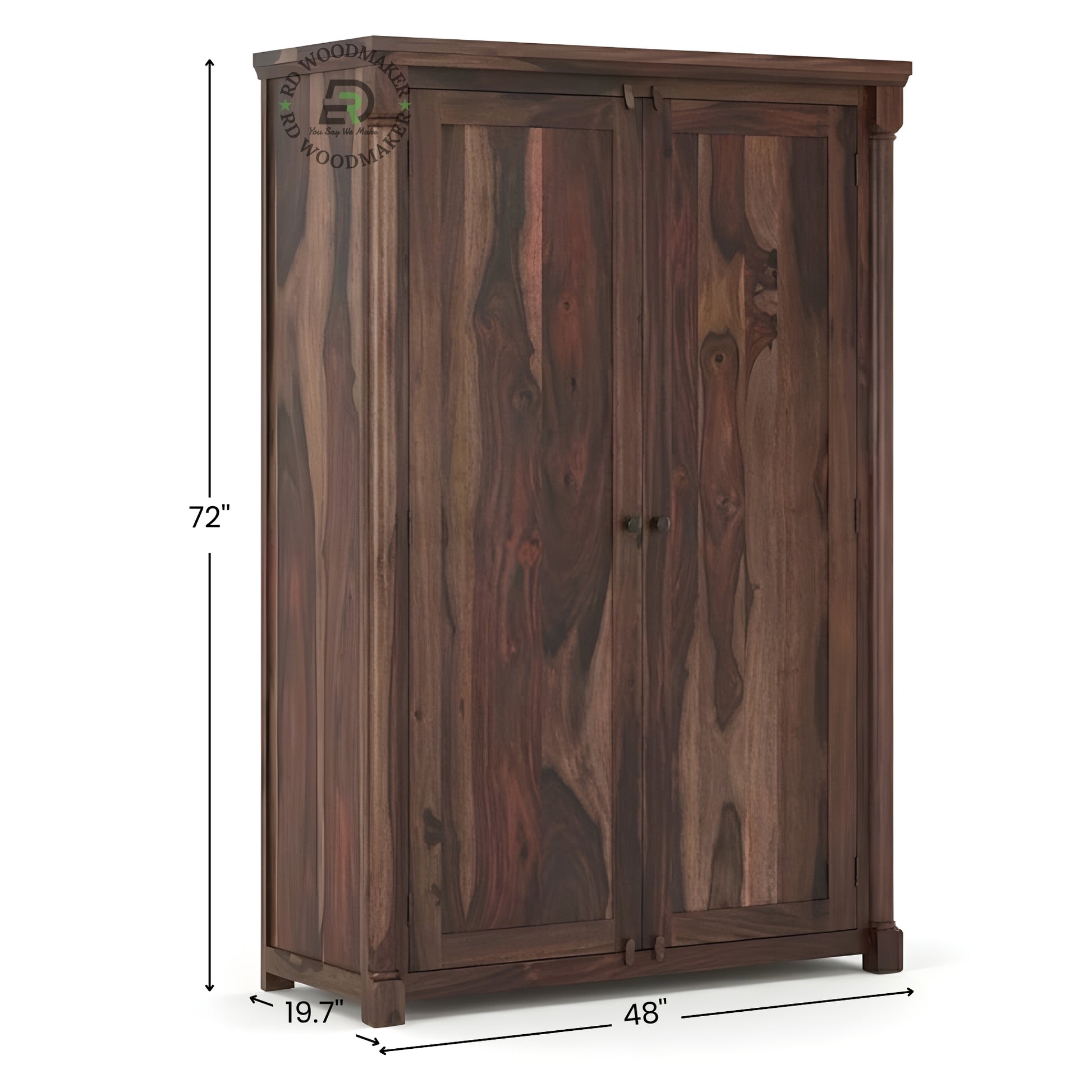 PREMIUM SOLID SHEESHAM WOOD 2-DOOR WARDROBE 