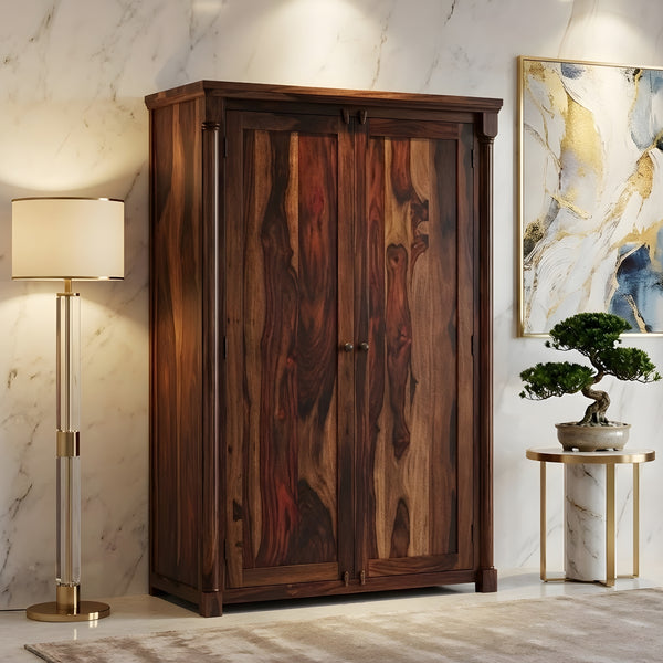 PREMIUM SOLID SHEESHAM WOOD 2-DOOR WARDROBE