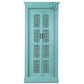 HANDCARVED TURQUOISE WOODEN DOUBLE DOOR WARDROBE WITH INTRICATE JALI DESIGN