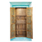 HANDCARVED TURQUOISE WOODEN DOUBLE DOOR WARDROBE WITH INTRICATE JALI DESIGN
