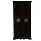 CLASSIC DARK WOOD DOUBLE DOOR WARDROBE WITH HANDCARVED METAL ACCENTS