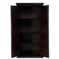 CLASSIC DARK WOOD DOUBLE DOOR WARDROBE WITH HANDCARVED METAL ACCENTS
