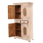 VINTAGE WHITE HANDCARVED WOODEN DOUBLE DOOR WARDROBE WITH DRAWERS