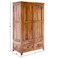RUSTIC NATURAL SHEESHAM WOOD 2-DOOR WARDROBE WITH 2 DRAWERS