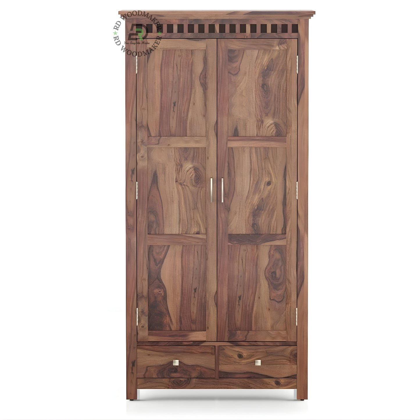 TRADITIONAL SOLID WOOD 2-DOOR ARMOIRE WITH 2 DRAWERS