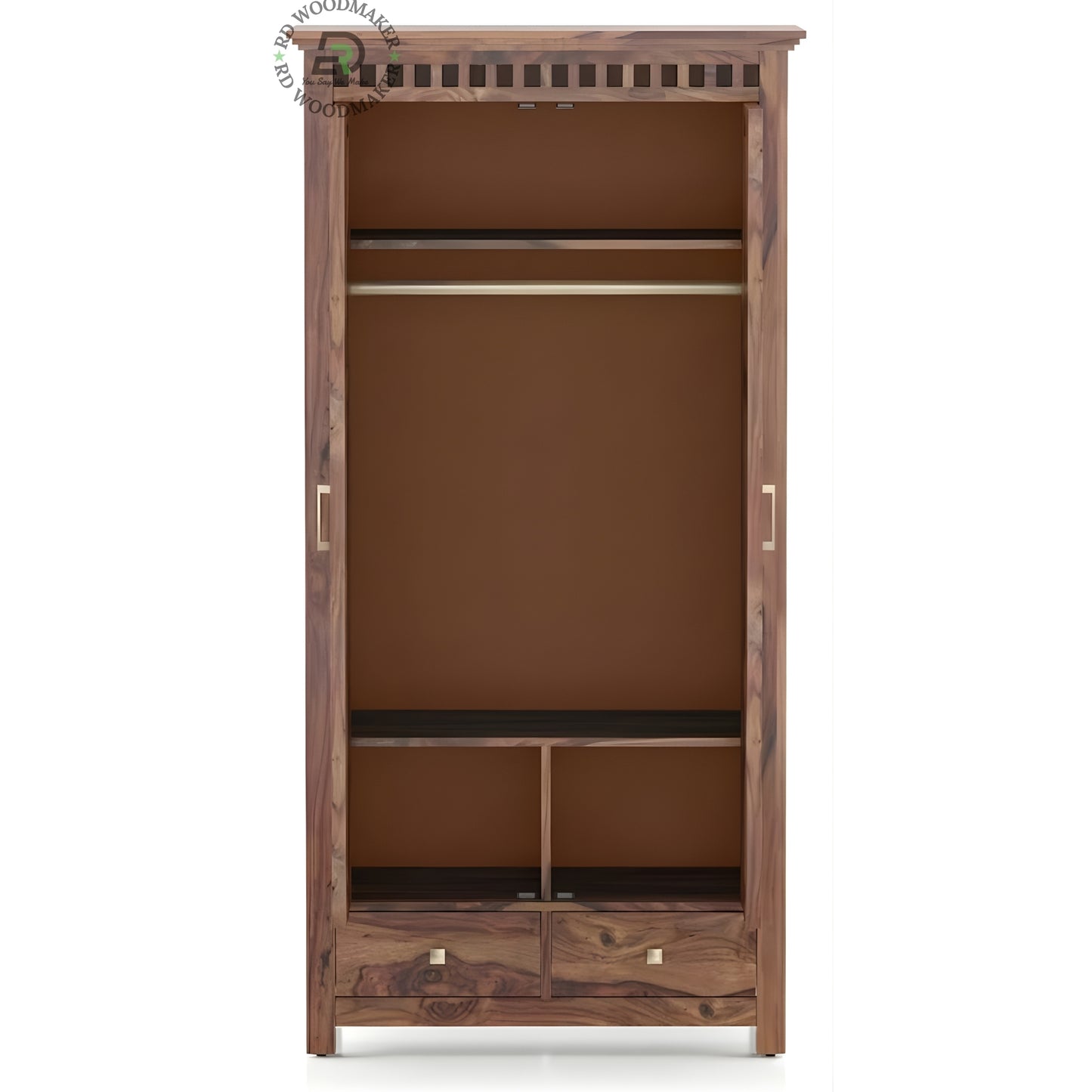 TRADITIONAL SOLID WOOD 2-DOOR ARMOIRE WITH 2 DRAWERS