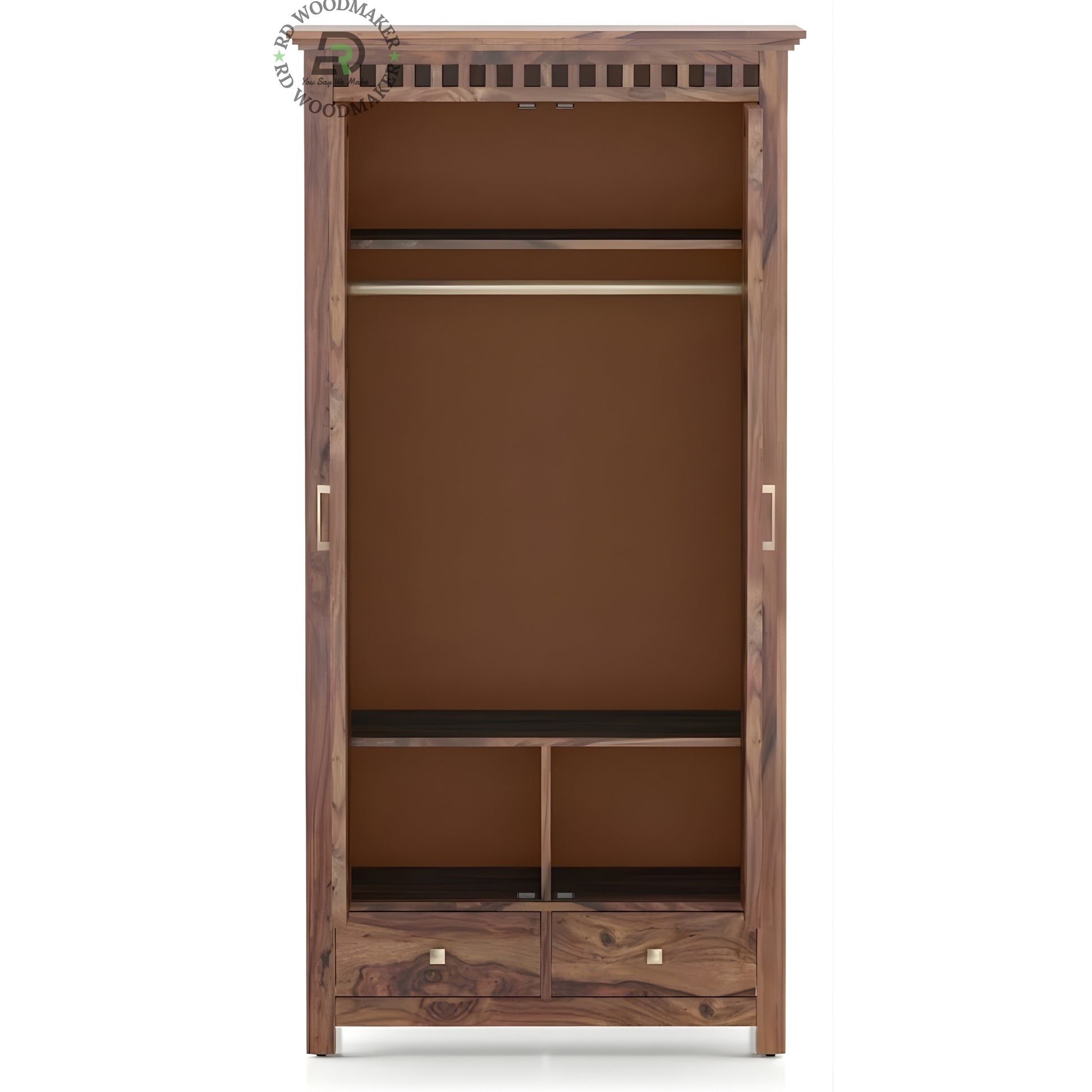 TRADITIONAL SOLID WOOD 2-DOOR ARMOIRE WITH 2 DRAWERS