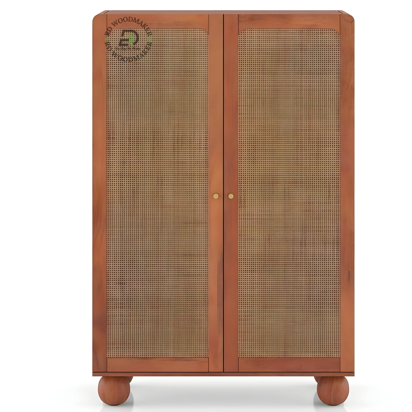 BOHO NATURAL RATTAN WOVEN 2-DOOR ACCENT WARDROBE