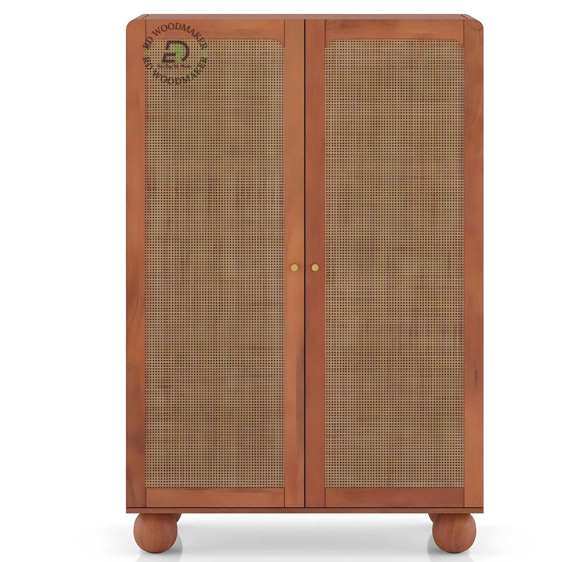 BOHO NATURAL RATTAN WOVEN 2-DOOR ACCENT WARDROBE