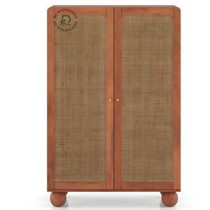 BOHO NATURAL RATTAN WOVEN 2-DOOR ACCENT WARDROBE