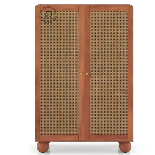 BOHO NATURAL RATTAN WOVEN 2-DOOR ACCENT WARDROBE