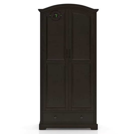 ELEGANT ARCHED TOP DARK WOOD 2-DOOR WARDROBE WITH DRAWER