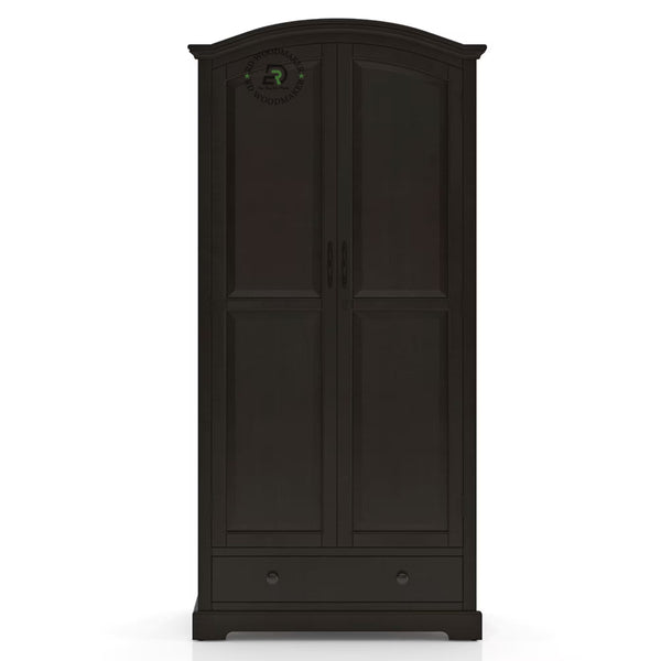 ELEGANT ARCHED TOP DARK WOOD 2-DOOR WARDROBE WITH DRAWER