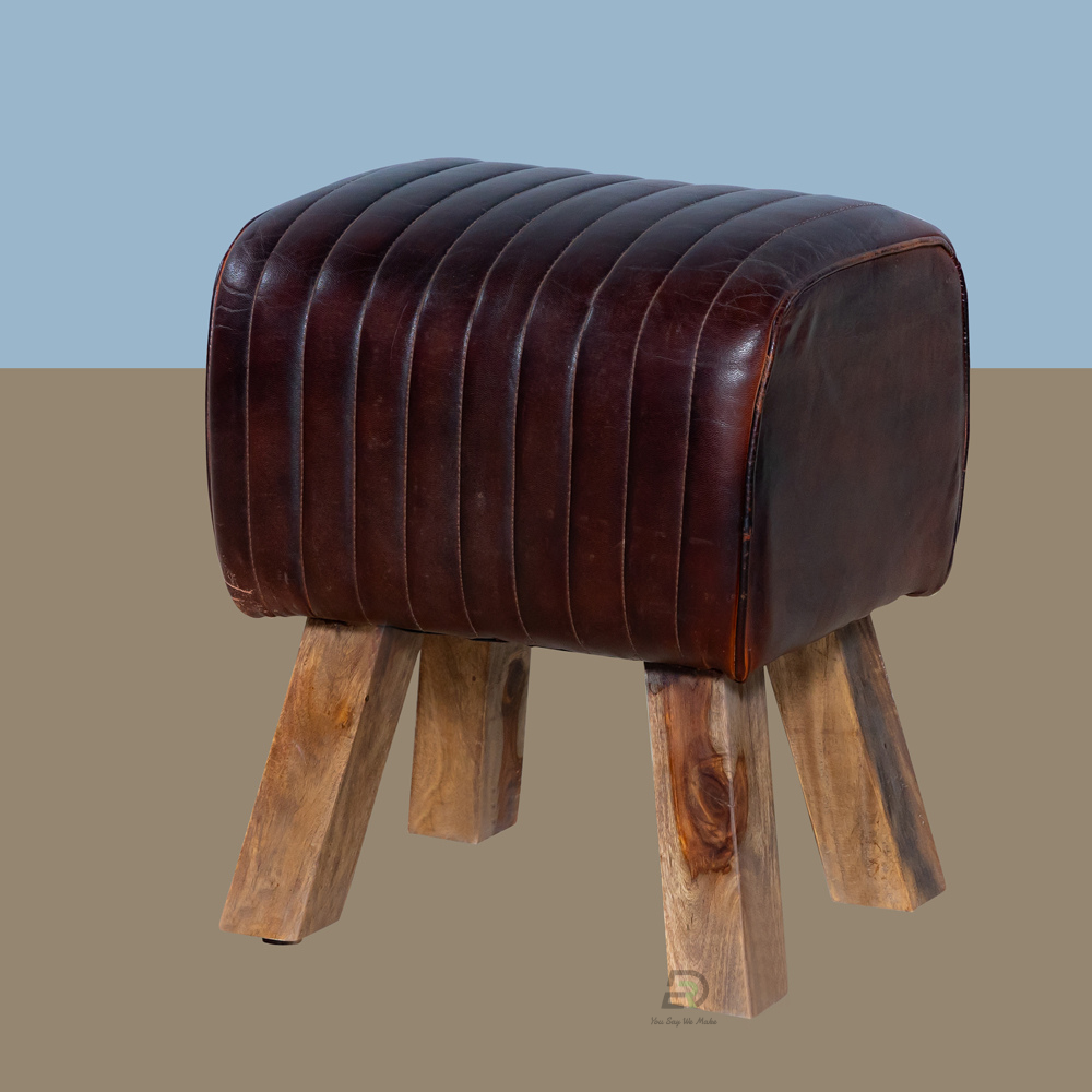 Oggy Leather Pouf Stool