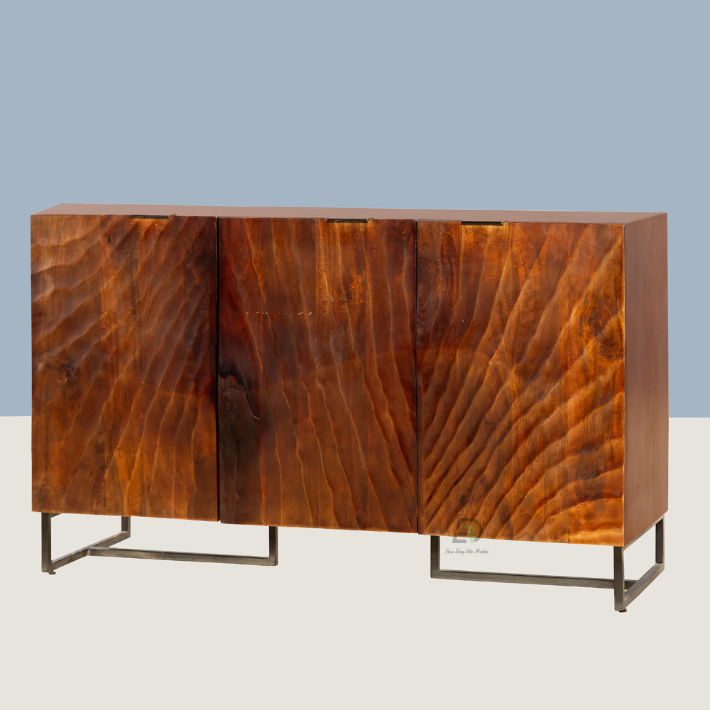 Wavvy Carved Wooden Sideboard