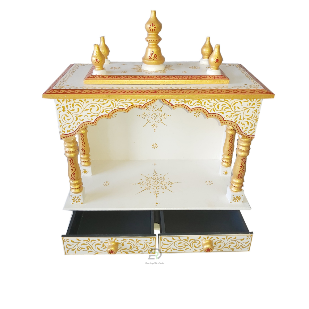 Indian Wooden Golden Hand Painted Temple